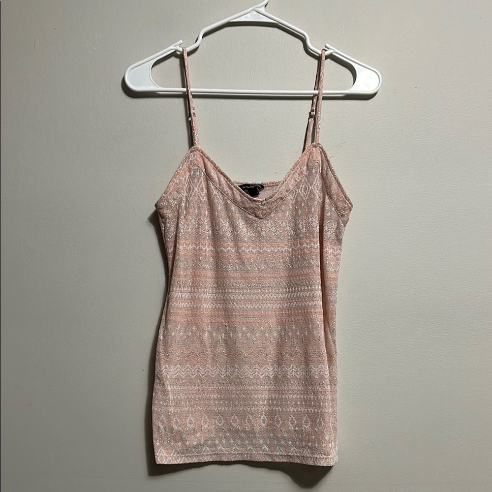 American Eagle Outfitters Pink Fitted Camisole shimmer Y2K Large Coquette boho